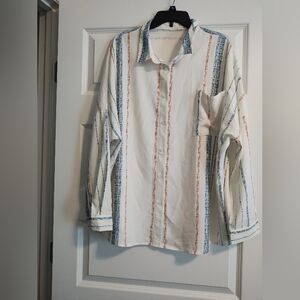 Striped Women's Shirt - White with Multicolor Stripes